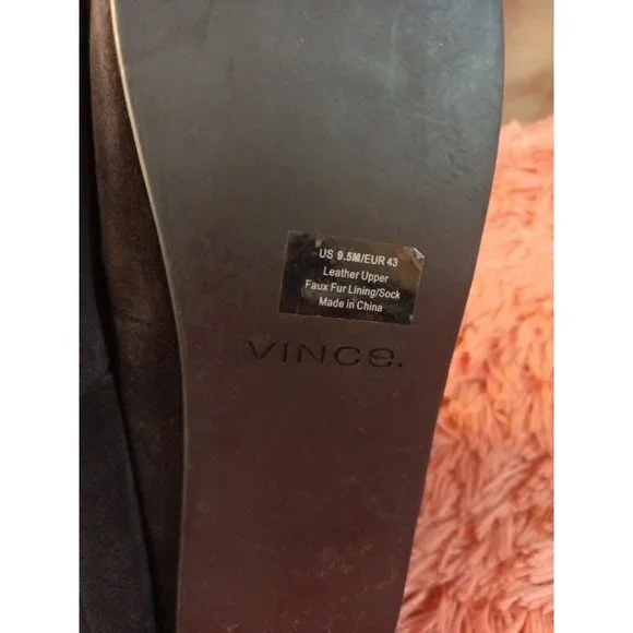 Men's Vince Gomez Leather/Suede/Faux Fur Black Slip On Loafers Size 9.5M - Picture 8 of 8